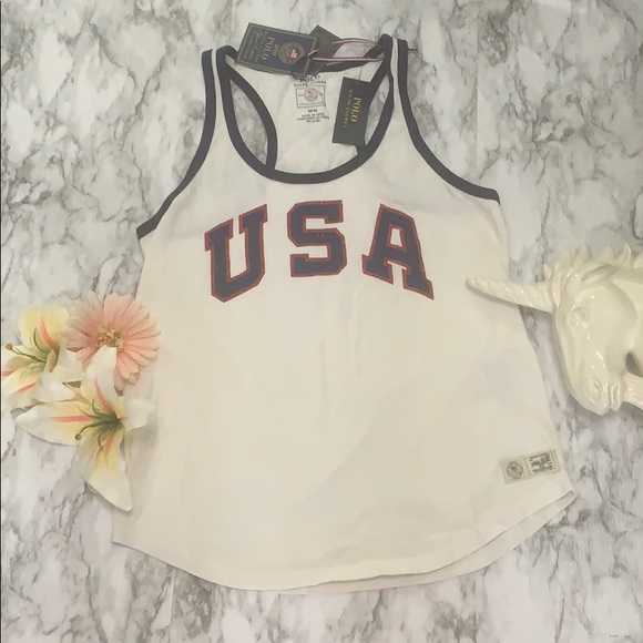 Polo Ralph Lauren Team USA 2016 Olympics Racerback Razor Back Knit Tank Top L XL